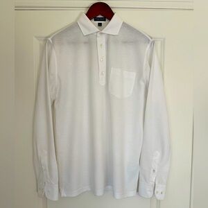 Men’s Peter Millar Crown Crafted Cotton Cashmere Long-Sleeved Polo. Size S